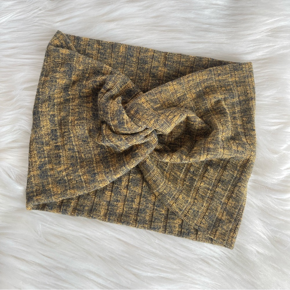 Mustard Knit Wide Twisted Headband, Headwraps, Headbands
